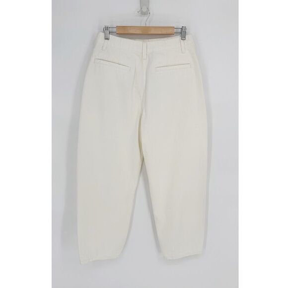 Zara The Twisted Balloon Pant Cropped Baggy High Rise in Ecru Ivory Women's 4 - Picture 6 of 9